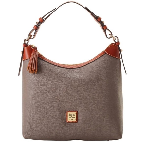 Dooney & Bourke Pebble Grain Erin Hobo Shoulder Bag - Elephant with dust bag - Picture 1 of 12